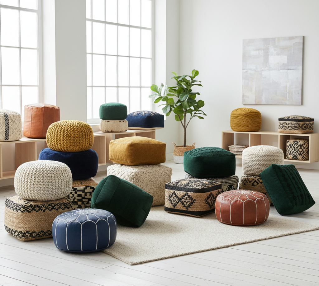 Decoratieve poefs collectie